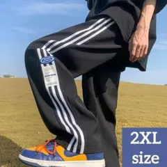 スウェットパンツ サイドライン ジャージ カジュアル　2XL ブラック 3L
