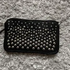 【ZARA】ブラック メタリックスタッズ ショルダーバッグ　チェーンバッグ