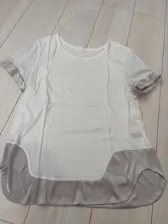 異素材切り替え 半袖Tシャツ ホワイト×グレーのサムネイル
