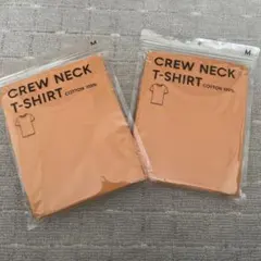 2枚セット　GU MEN コットン クルーネック Tシャツ Mサイズ オレンジ