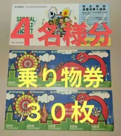 【９月】三井グリーンランド株主優待券入場券入園券４枚と乗り物券３０枚の１セットのサムネイル