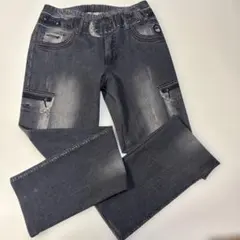 ヒロココシノプリントグレー 伸びるデニムパンツのサムネイル