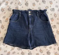 ダークブルー デニム ショートパンツ gu ウエストゴム