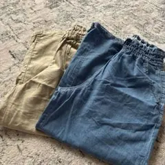 長ズボン2点セット ベージュ・デニムブルー