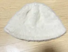 ホワイトファーバケットハット　レディース　バケハ　帽子