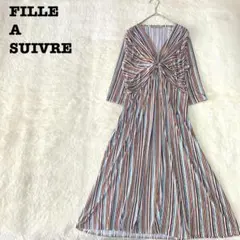 DE0218【FAS】ワンピース【F】ストレッチ ストライプ クロスデザイン
