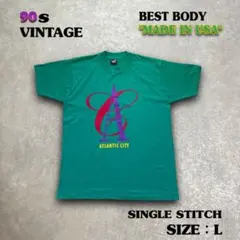 90s USA製 フルーツオブザルームTシャツ L グリーン シングルステッチ緑