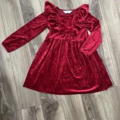 H&M ベロアワンピース レッド 122-128cm