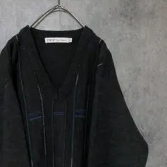 90s vintage 柄ニット　セーター　メンズ　M 古着　個性派　Y1