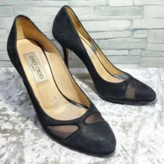 JIMMY CHOO 23cm パンプス 黒 スエード メッシュ 36