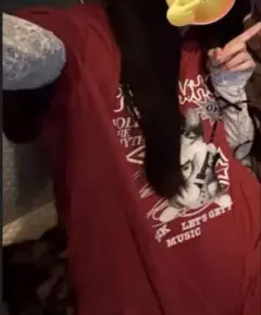 レッド プリント Tシャツ 半袖