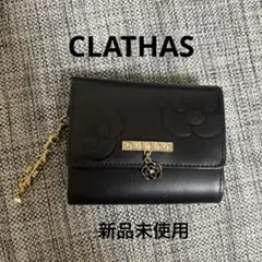 未使用 クレイサス カメリア刺繍 パールアクセント L字ジップ レザー長
