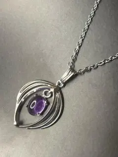 ✅ ヴィンテージ アメジスト シルバー ネックレス 曲線美 デザイン パープル