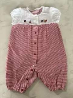 familiar 赤と白のストライプ ツーウェイ・ドレスオール