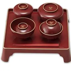 お食い初め 食器セット ディズニー お祝い膳 赤　説明書付 男の子、ミッキー