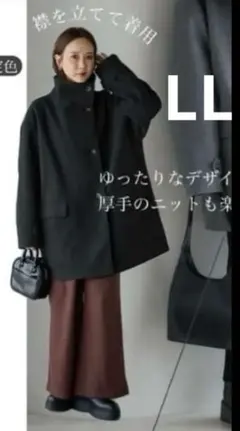 値下げ‼️田中里奈　mysa closet スタンドコート　濃茶　LLのサムネイル