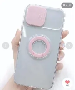 iPhone14pro ケース レンズカバー ピンク クリア リング付き