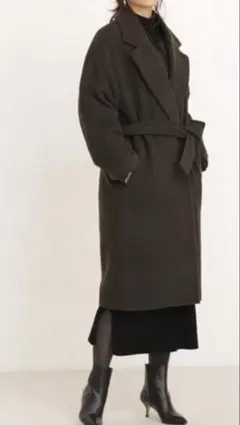 最終お値下げしました★ダークグリーン オーバーサイズチェスターコート ベルト付き