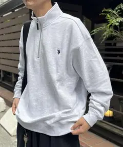 U.S. POLO Ralph Laurenホワイト ハーフジップスウェット L