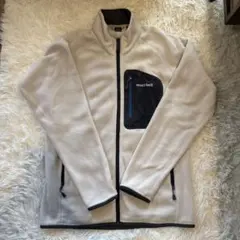 モンベル　クリマプラス100 フリースジャケット メンズM アイボリー