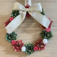 クリスマス・折り紙・壁飾り・リース໒꒱°*