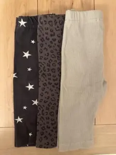 【petit main】星柄・ヒョウ柄・リブパンツセット 五分丈/90cm
