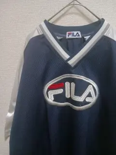 【レア品】90s FILA デカロゴ メッシュ ゲームシャツ Lサイズ相当