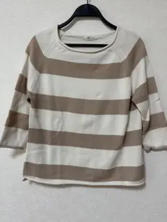 ストライプデザイン ニットセーター 7分袖