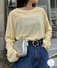 サイドスリット　シアートップス　ライトイエロー ONE SIZE 美品✨