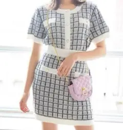 GRL ツイードニットカーディガンXミニスカートセットアップ