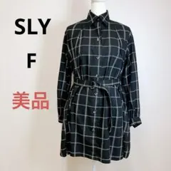 美品 SLY チェック柄 シャツドレス タック シャツワンピース F