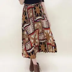 SPIGA　スカーフ柄プリーツスカートのサムネイル