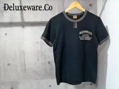 DELUXEWARE デラックスウエア 抜染プリント リンガーTシャツ S 黒のサムネイル