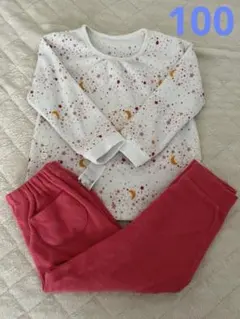 UNIQLO フリースパジャマセット 100cm 星月プリント