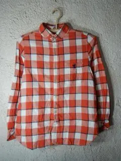 o7052　Coen　長袖　丸襟　デザイン　ボタンダウン　シャツ　ネルシャツ