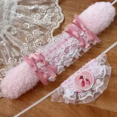 【010】 ヘッドドレス スタイ ちびぐるみ チェック柄 ピンク ぬい服