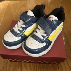 vans キッズスニーカー ネイビー/ホワイト/イエロー ベルクロ　17センチ