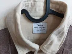 coen 長袖ネルシャツ Mサイズ ベージュ・ブラウン