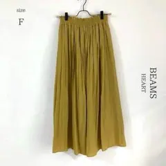 ◾️美品【ビームスハート】サテン フレアパンツ　ロングスカート【F】イエローのサムネイル
