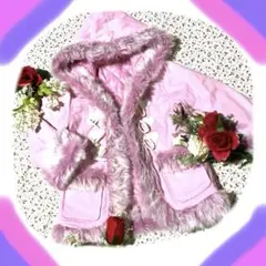 ✨超美品✨女の子ダッフルコート110㎝スキップランド　ピンク　ファーハート可愛い