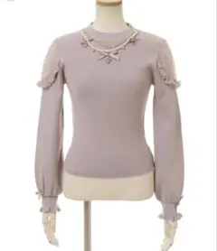 LIZLISA ネックレス付リブニットトップス ニット