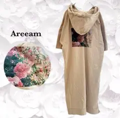 アリーム》ロング ワンピース Tシャツ【F】ベージュ 花柄 パーカーのサムネイル