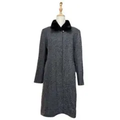 美品 レリアン カシミヤ コート ヘリンボーン リアルファー 日本製 M MIX