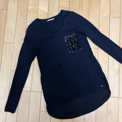 GAS 長袖Tシャツ　スパンコール　後ろ半分異素材