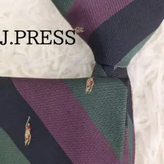 美品◎J.PRESS ジェイプレス ネクタイ ストライプ 刺繍 マルチカラーのサムネイル