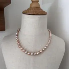 処分価格❣️天然淡水パール　バロック　天然色　ネックレス　ハンドメイド素材