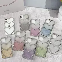 韓国♡キラキラ ハート グラデーション かわいい iphoneケース