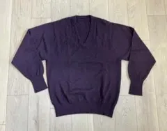 極美品✨カシミア100% Vネックセーター 深紫 高級感 上質