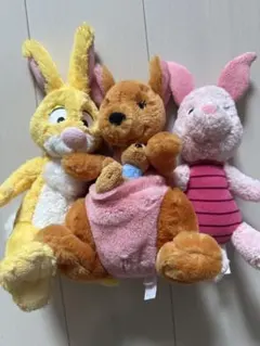 くまのプーさん　ぬいぐるみ　仲間達3体セット　ピグレット　カンガとルー　ラビット