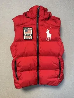POLO RALPH LAUREN ダウンベスト レッド フード着脱可能 M